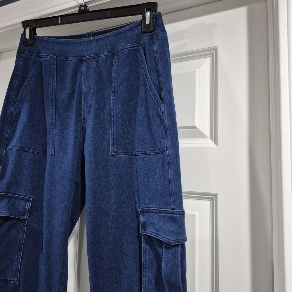 Halara Jeans Womens Medium Petite Wide Leg Cargo Cropped Flex Denim *Hemmed - Picture 4 of 10